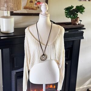 Knit Cropped Off Shoulder Sweater